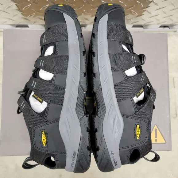 KEEN ATLANTA II COOLER Steel Toe‎ Work Shoes Sandals Black Men's 12 EE Wide