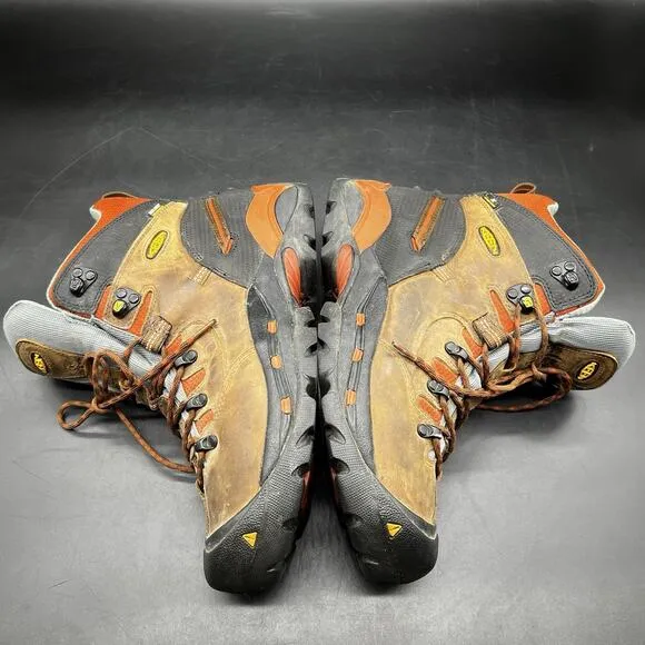 KEEN Boots Men 11 Pittsburgh Waterproof 6&quot; Safety Toe Brown Leather Orange