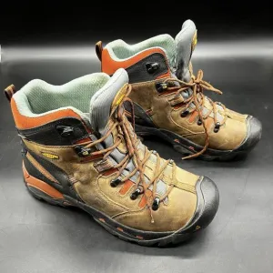 KEEN Boots Men 11 Pittsburgh Waterproof 6&quot; Safety Toe Brown Leather Orange
