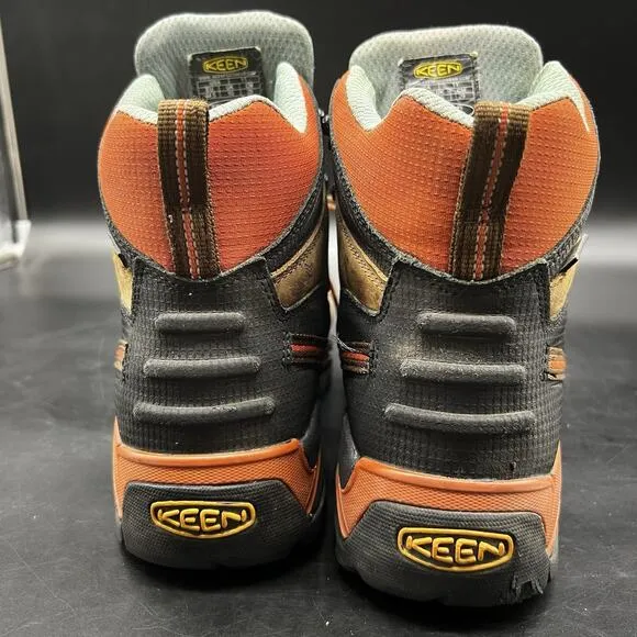 KEEN Boots Men 11 Pittsburgh Waterproof 6&quot; Safety Toe Brown Leather Orange