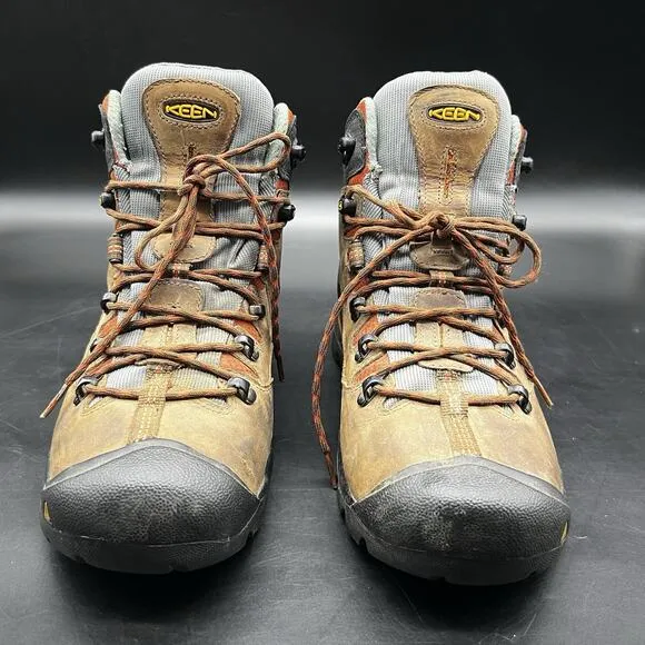 KEEN Boots Men 11 Pittsburgh Waterproof 6&quot; Safety Toe Brown Leather Orange