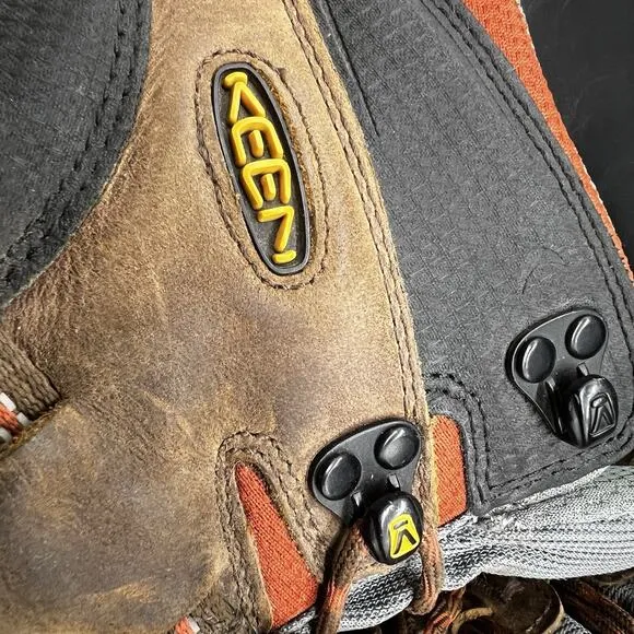 KEEN Boots Men 11 Pittsburgh Waterproof 6&quot; Safety Toe Brown Leather Orange