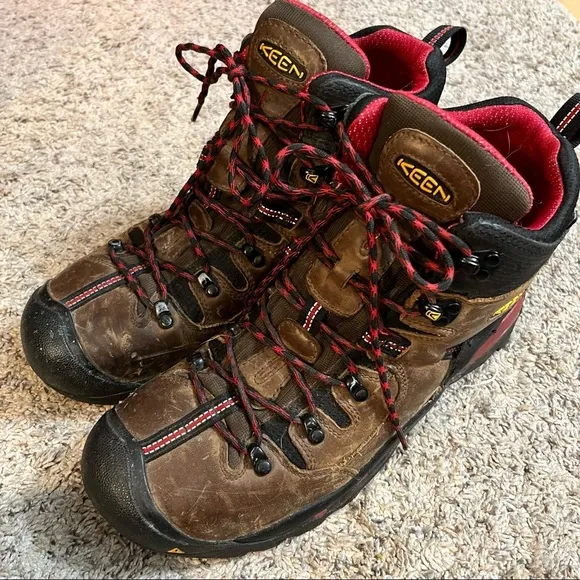 Keen Brown Leather Safety Toe Boots Size 12EE