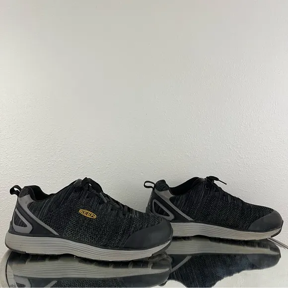 KEEN Mens Black Grey Sparta Utility Aluminum Toe Lace Up Work Shoe Sneakers