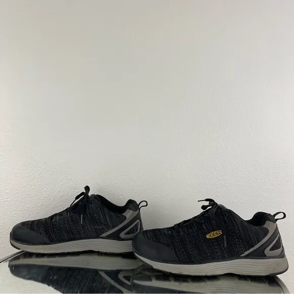 KEEN Mens Black Grey Sparta Utility Aluminum Toe Lace Up Work Shoe Sneakers