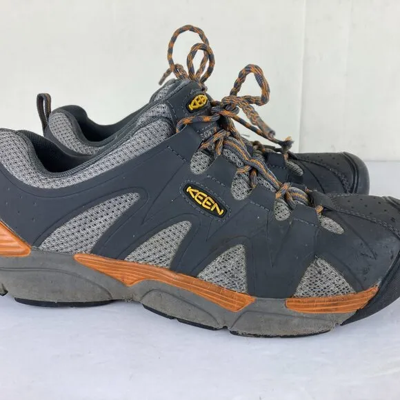 Keen Mens Sz 9D Utility Work Shoes Steel Toe Leather Mesh Brown Lace Up EH