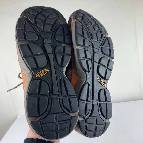 Keen Mens Sz 9D Utility Work Shoes Steel Toe Leather Mesh Brown Lace Up EH