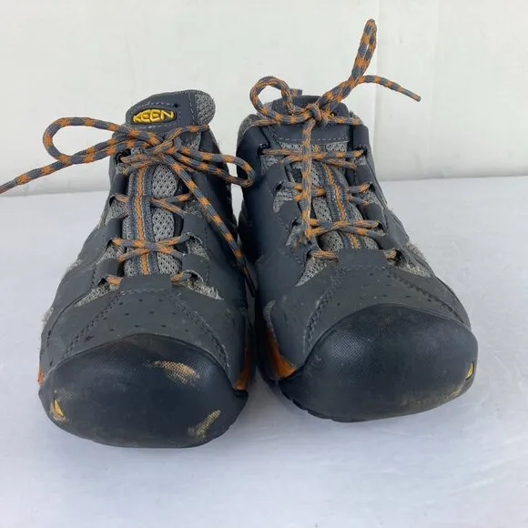 Keen Mens Sz 9D Utility Work Shoes Steel Toe Leather Mesh Brown Lace Up EH