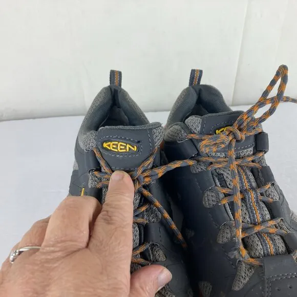 Keen Mens Sz 9D Utility Work Shoes Steel Toe Leather Mesh Brown Lace Up EH