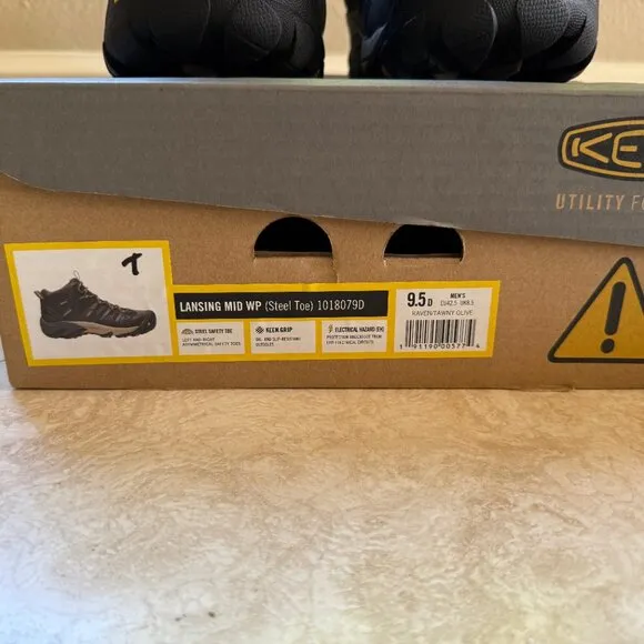 Keen Steel Toe Work Boots Lansing Mid WP Men 9.5D