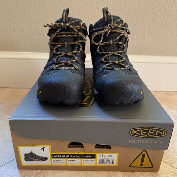 Keen Steel Toe Work Boots Lansing Mid WP Men 9.5D