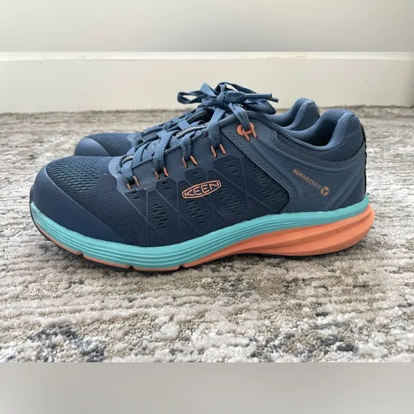 KEEN Utility ReGEN Steel Toe Sneaker Shoes Womens Size 8 Hiking Lace Up Blue