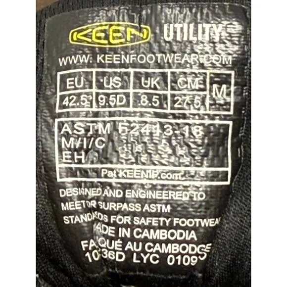 KEEN Utility Steel Toe Work Shoe Men’s 9.5 oil and slip resistant