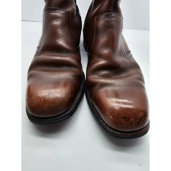 Knapp Shoes Men's Steel Toed Zip Boots Brown Leather w/Oil Pro Soles SZ 7 1/2 EE