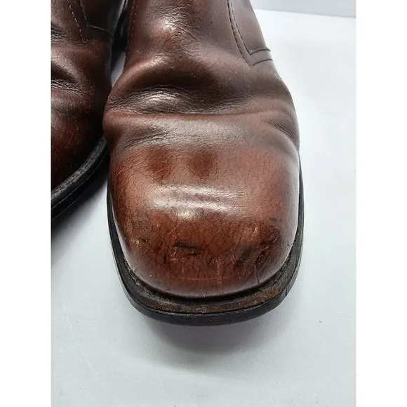 Knapp Shoes Men's Steel Toed Zip Boots Brown Leather w/Oil Pro Soles SZ 7 1/2 EE