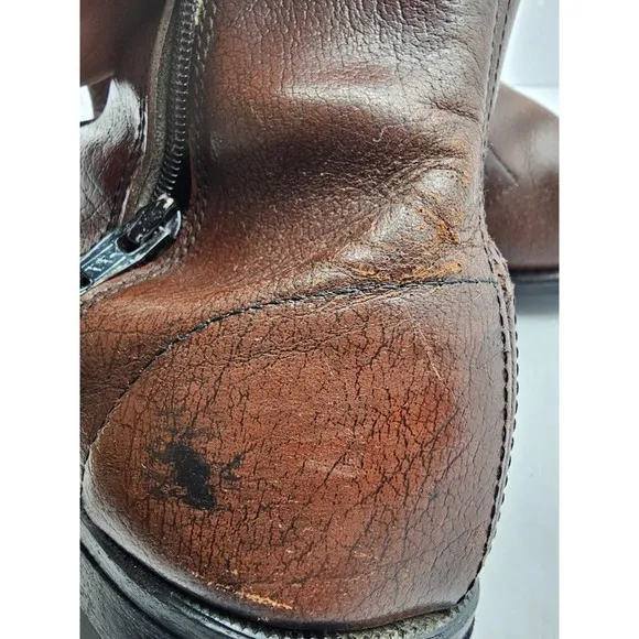 Knapp Shoes Men's Steel Toed Zip Boots Brown Leather w/Oil Pro Soles SZ 7 1/2 EE