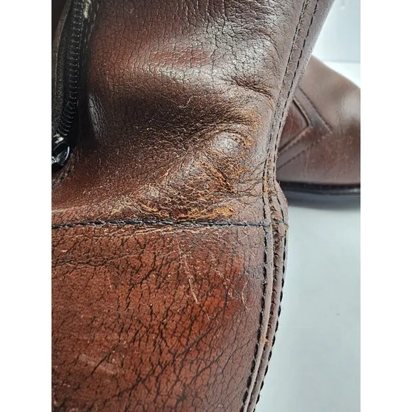 Knapp Shoes Men's Steel Toed Zip Boots Brown Leather w/Oil Pro Soles SZ 7 1/2 EE