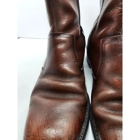 Knapp Shoes Men's Steel Toed Zip Boots Brown Leather w/Oil Pro Soles SZ 7 1/2 EE
