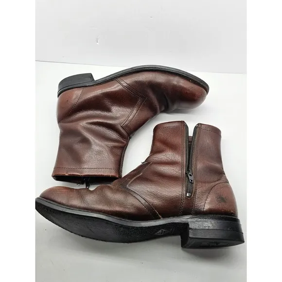 Knapp Shoes Men's Steel Toed Zip Boots Brown Leather w/Oil Pro Soles SZ 7 1/2 EE