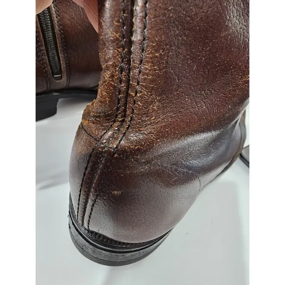 Knapp Shoes Men's Steel Toed Zip Boots Brown Leather w/Oil Pro Soles SZ 7 1/2 EE