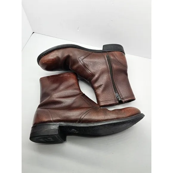 Knapp Shoes Men's Steel Toed Zip Boots Brown Leather w/Oil Pro Soles SZ 7 1/2 EE
