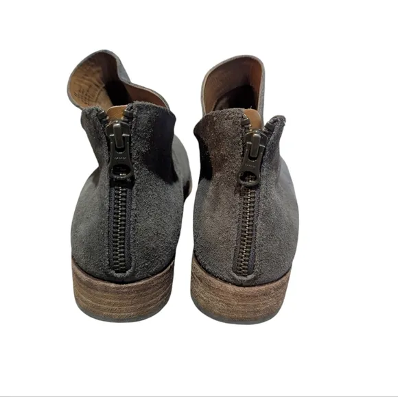 Kork Ease Ryder Ankle Boots Womens 8.5 Grey Suede Bootie Heel Zip Shoes
