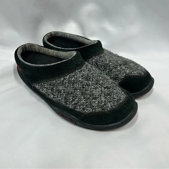 KURU | Draft Black Gray Slippers Slip On Indoor Shoes Women's Size 8.5