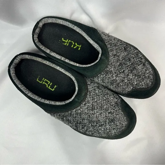 KURU | Draft Black Gray Slippers Slip On Indoor Shoes Women's Size 8.5