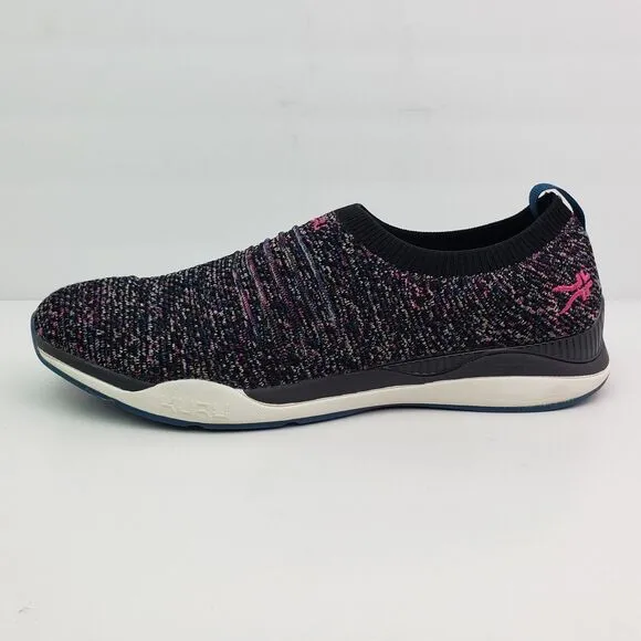 Kuru Stride Womens Size 12 Black Pink Slip On Knit Walking Sneaker Shoes 2061121