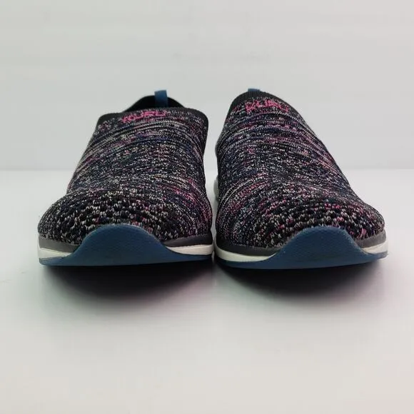 Kuru Stride Womens Size 12 Black Pink Slip On Knit Walking Sneaker Shoes 2061121