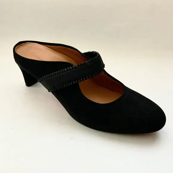 L'Amour Des Pieds Jadidia Women's Black Suede Leather Mule Heeled Shoe Pumps 9.5