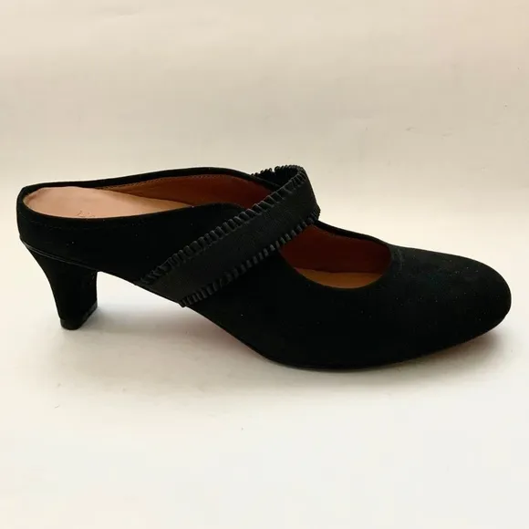 L'Amour Des Pieds Jadidia Women's Black Suede Leather Mule Heeled Shoe Pumps 9.5