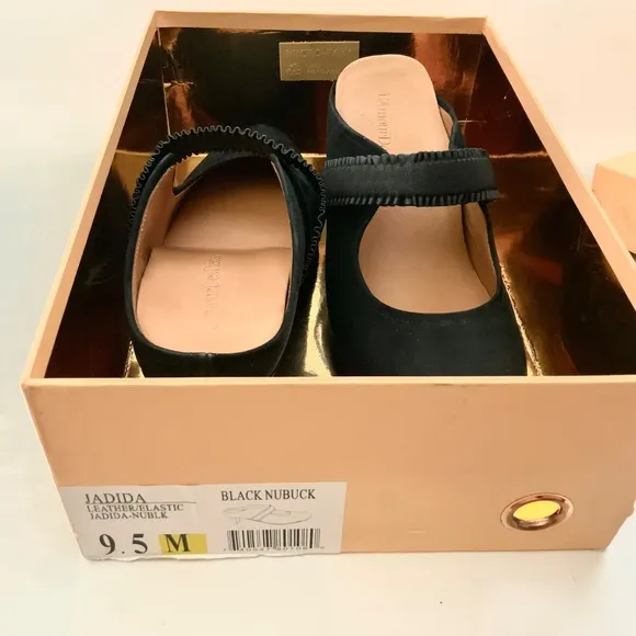L'Amour Des Pieds Jadidia Women's Black Suede Leather Mule Heeled Shoe Pumps 9.5