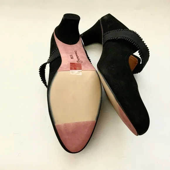 L'Amour Des Pieds Jadidia Women's Black Suede Leather Mule Heeled Shoe Pumps 9.5