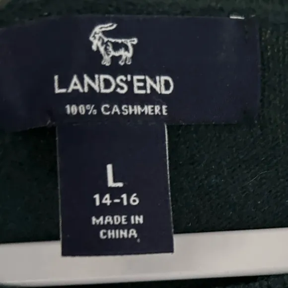 Lands end 100% Cashmere sweater set size 12/14 Large forest green