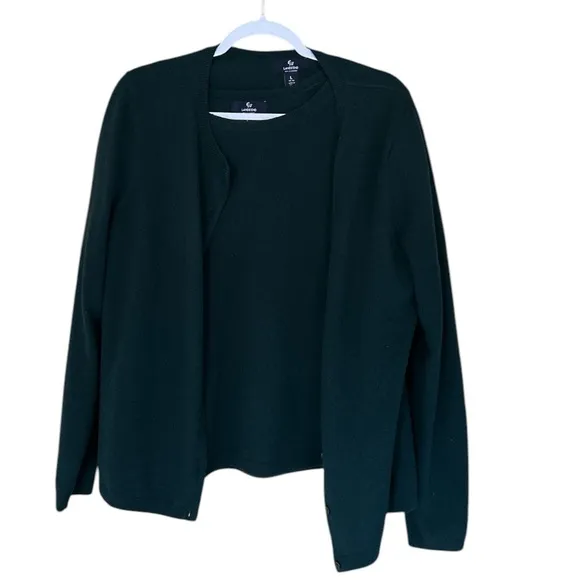 Lands end 100% Cashmere sweater set size 12/14 Large forest green