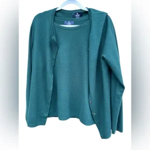 Lands end 100% Cashmere sweater set size 12/14 Large forest green