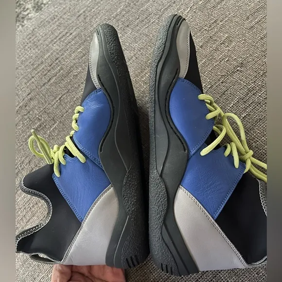 Lanvin Neoprene &amp; Leather FM-SKDKLN-NEOP-H17 Sneakers Black &amp; Blue Men’s SZ 9