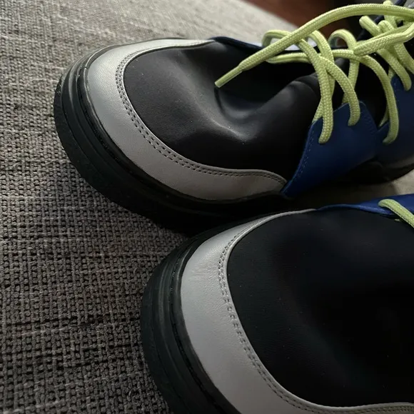 Lanvin Neoprene &amp; Leather FM-SKDKLN-NEOP-H17 Sneakers Black &amp; Blue Men’s SZ 9