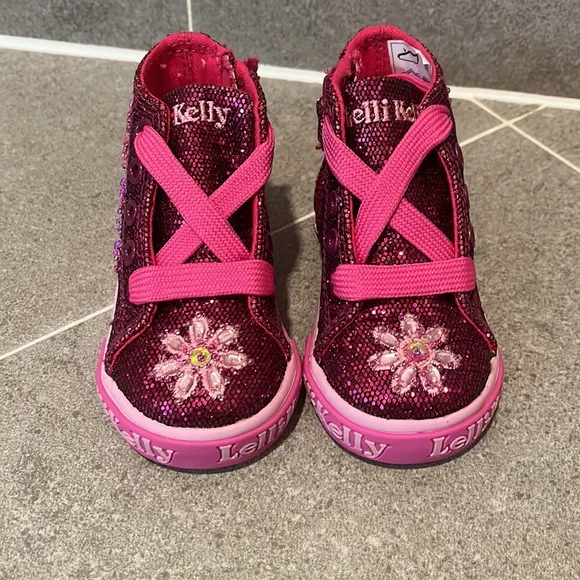 Lelli Kelly Jasmine Shoes Sneakers Sequins purple Infant Toddlers Girls Size 6.5
