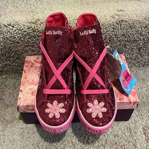 Lelli Kelly Jasmine Shoes Sneakers Sequins purple Youth Girls Size 4.5