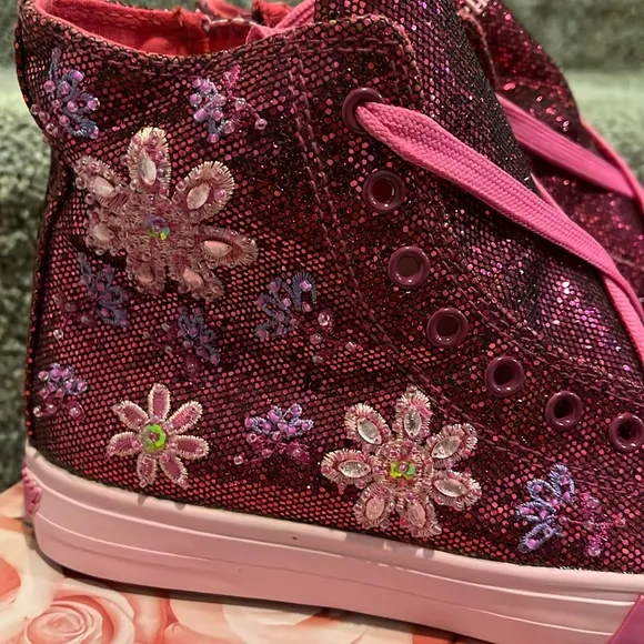 Lelli Kelly Jasmine Shoes Sneakers Sequins purple Youth Girls Size 4.5