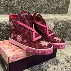 Lelli Kelly Jasmine Shoes Sneakers Sequins purple Youth Girls Size 4.5