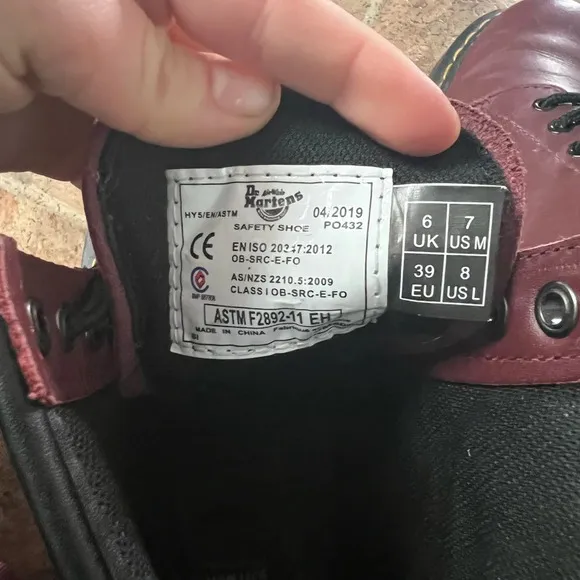 Like New Dr Martens Red Safety Work Boots, size 8