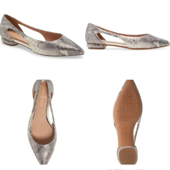 Linea Paolo Delphi Snake Grey Leather Pointy Toe Flat Shoes Modern Twist 9