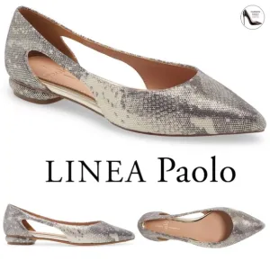 Linea Paolo Delphi Snake Grey Leather Pointy Toe Flat Shoes Modern Twist 9