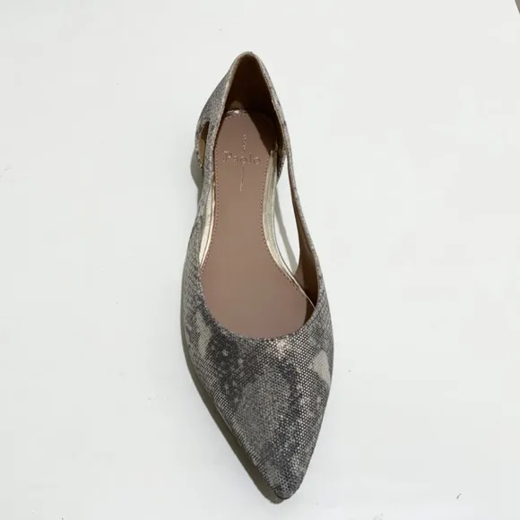 Linea Paolo Delphi Snake Grey Leather Pointy Toe Flat Shoes Modern Twist 9