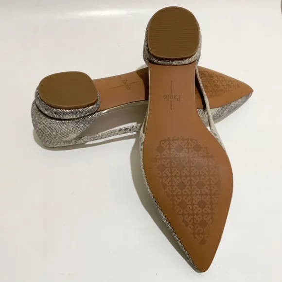 Linea Paolo Delphi Snake Grey Leather Pointy Toe Flat Shoes Modern Twist 9