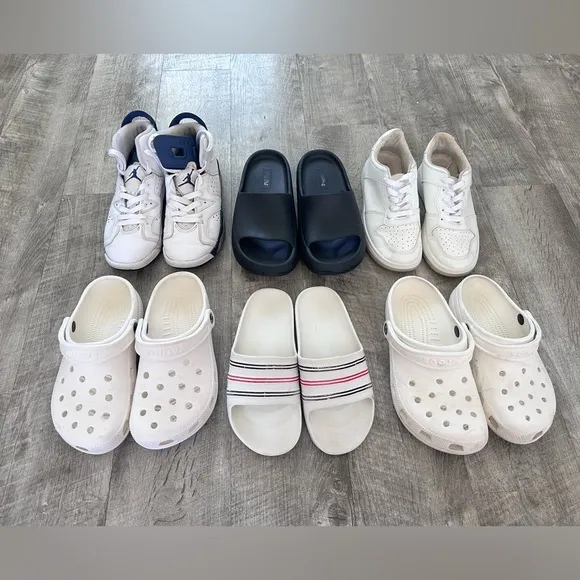 Lot of Crocs Sandals Sneakers Slides Summer Shoes bundle size 5Y- 6Y