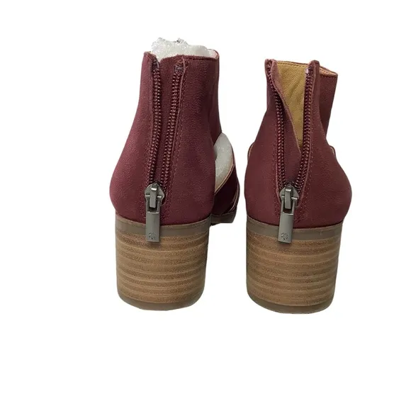 Lucky Brand Sugar Red Ralwan Ankle Boot Zipper 2&quot; Heel